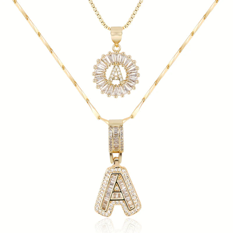 2-delige 14k Diamant Initiaal Kettingenset