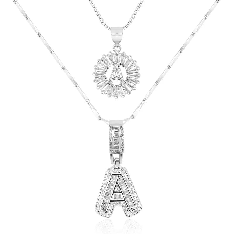 2-delige 14k Diamant Initiaal Kettingenset