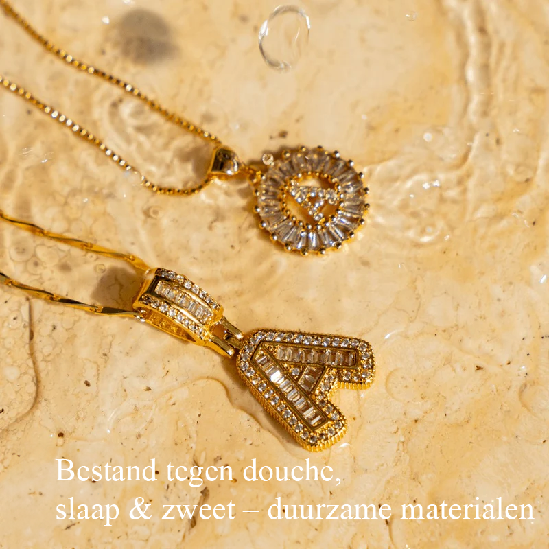 2-delige 14k Diamant Initiaal Kettingenset