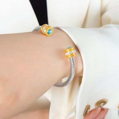 Gepersonaliseerde Geboortesteen Twist Cuff Armband