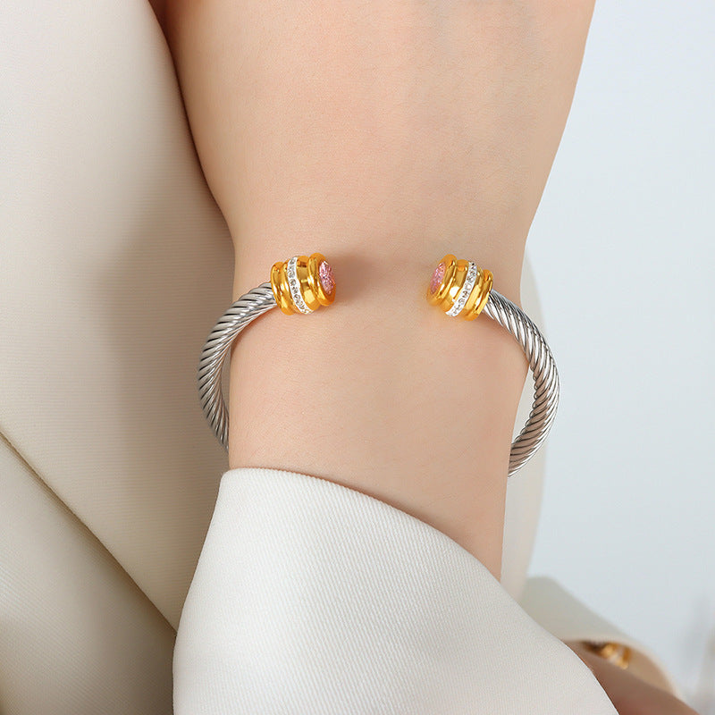 Gepersonaliseerde Geboortesteen Twist Cuff Armband