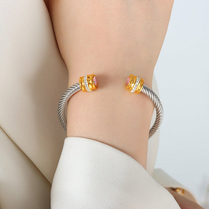 Gepersonaliseerde Geboortesteen Twist Cuff Armband