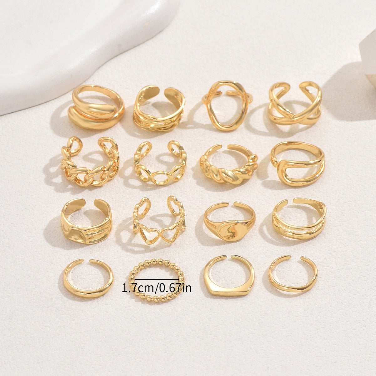 16-delige Verstelbare Geometrische Ringenset