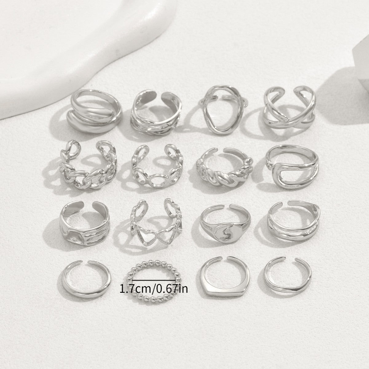 16-delige Verstelbare Geometrische Ringenset