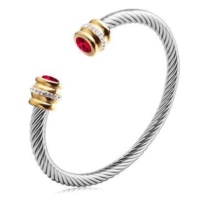 Gepersonaliseerde Geboortesteen Twist Cuff Armband