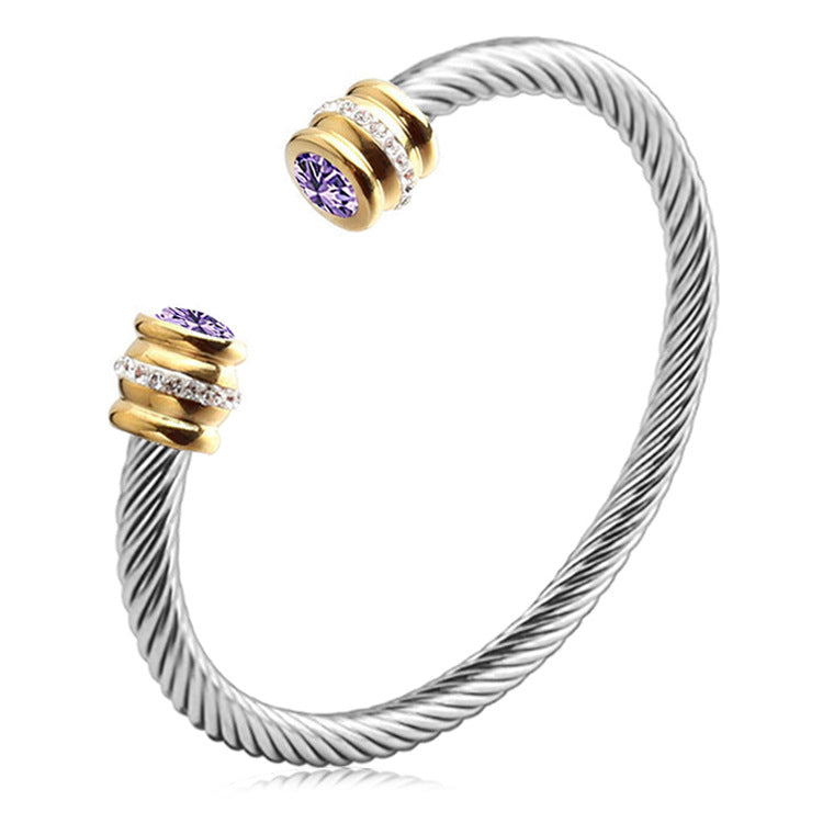 Gepersonaliseerde Geboortesteen Twist Cuff Armband
