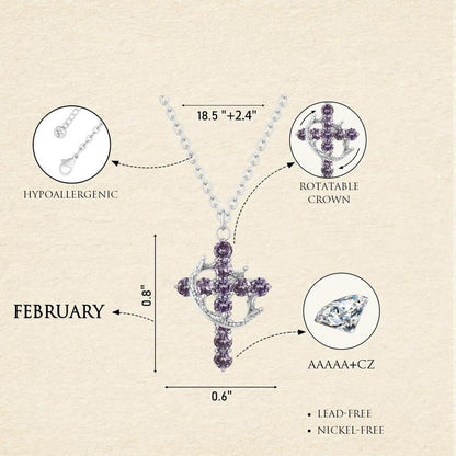 Fijne Geboortesteen Kruis & Kroon Ketting