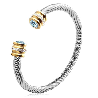 Gepersonaliseerde Geboortesteen Twist Cuff Armband