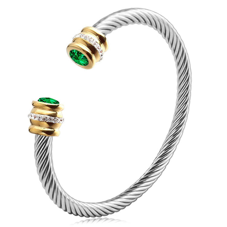 Gepersonaliseerde Geboortesteen Twist Cuff Armband