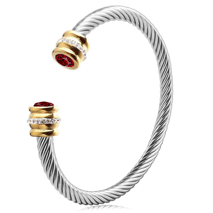 Gepersonaliseerde Geboortesteen Twist Cuff Armband