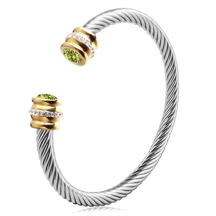Gepersonaliseerde Geboortesteen Twist Cuff Armband