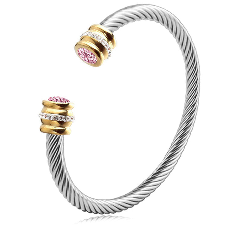 Gepersonaliseerde Geboortesteen Twist Cuff Armband