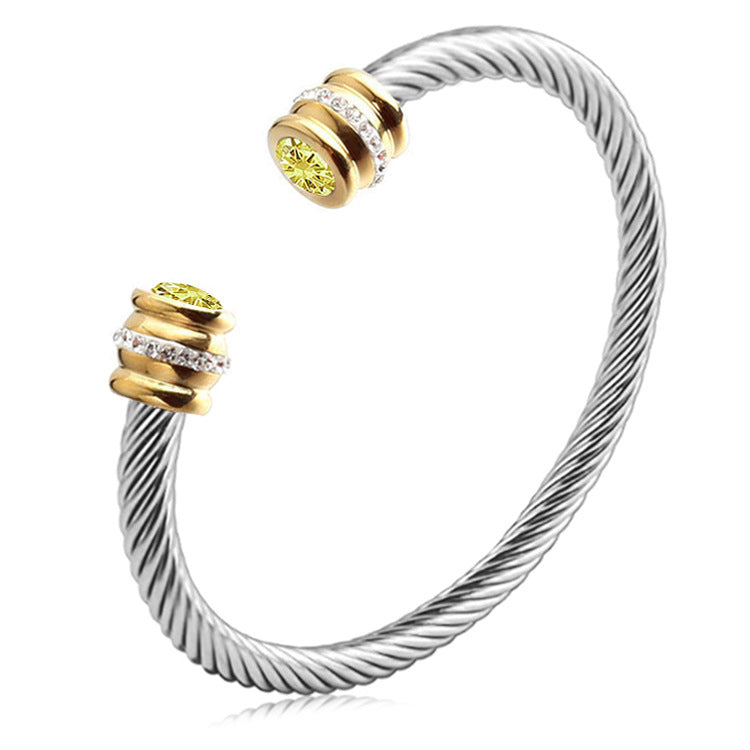 Gepersonaliseerde Geboortesteen Twist Cuff Armband
