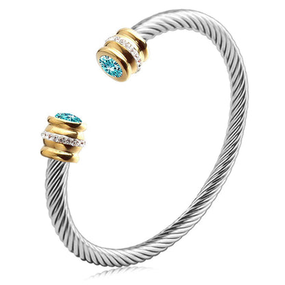 Gepersonaliseerde Geboortesteen Twist Cuff Armband
