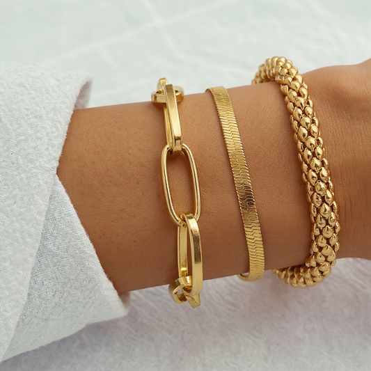 3-delige Chunky & Elegante Armbandenset