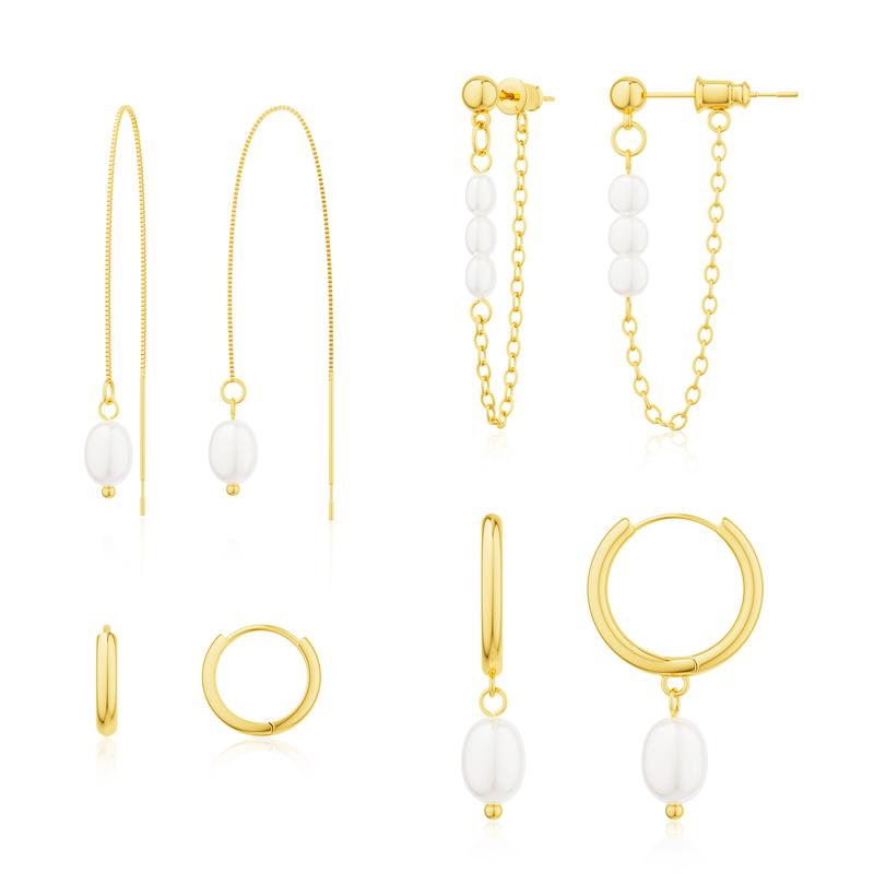 4-delige Parelaccent Oorbellen Set