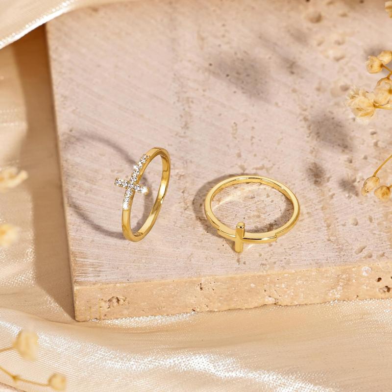 2-delige Elegante & Diamant-Accenten Kruisringen