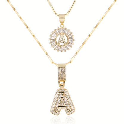 2-delige 14k Diamant Initiaal Kettingenset