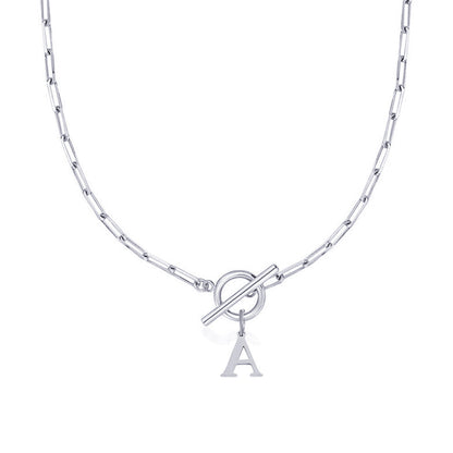 Paperclip Initiaal Ketting met Cirkel Slot