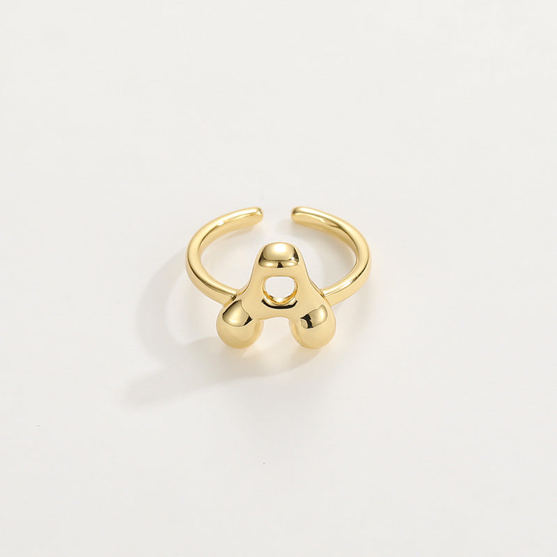 14k Schattige Bubble Letter Initiaal Ring