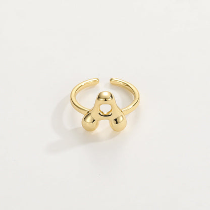 14k Schattige Bubble Letter Initiaal Ring