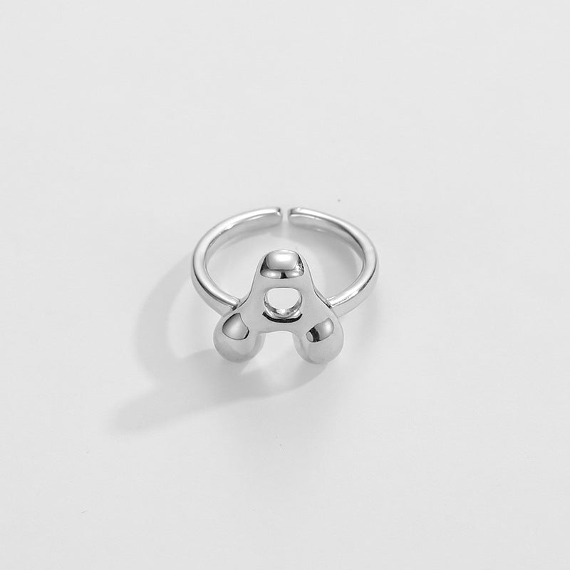 14k Schattige Bubble Letter Initiaal Ring