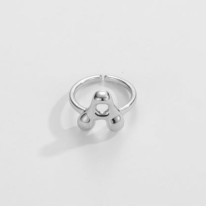 14k Schattige Bubble Letter Initiaal Ring