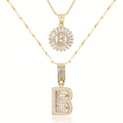 2-delige 14k Diamant Initiaal Kettingenset