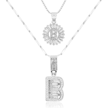 2-delige 14k Diamant Initiaal Kettingenset