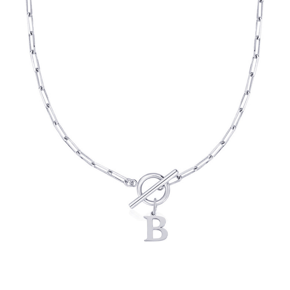 Paperclip Initiaal Ketting met Cirkel Slot