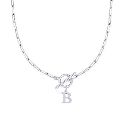 Paperclip Initiaal Ketting met Cirkel Slot