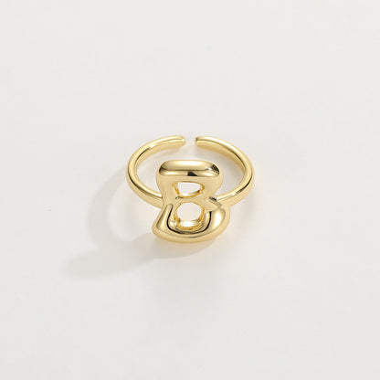 14k Schattige Bubble Letter Initiaal Ring