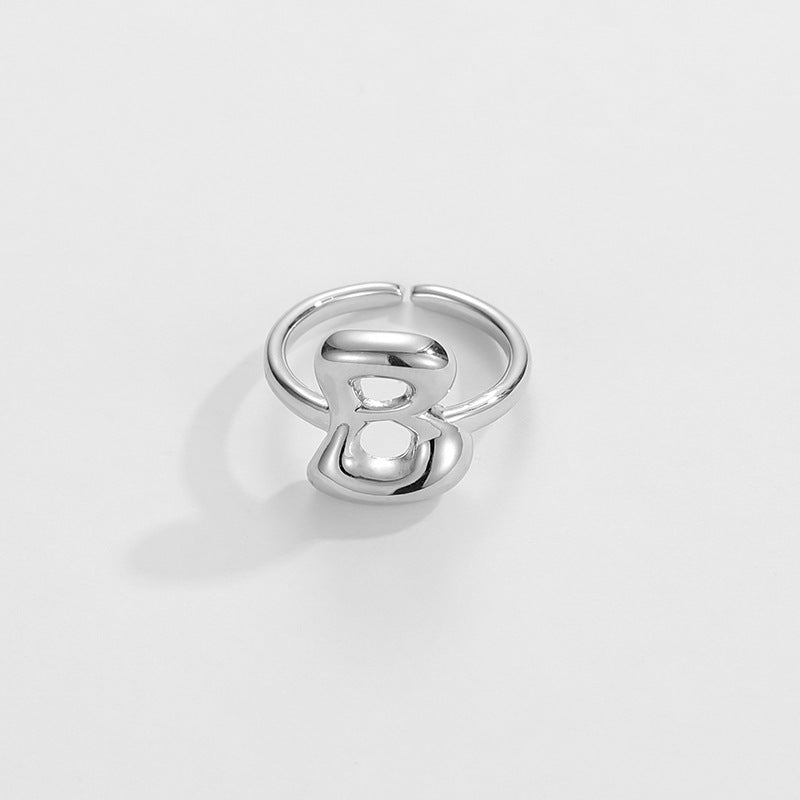 14k Schattige Bubble Letter Initiaal Ring
