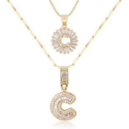 2-delige 14k Diamant Initiaal Kettingenset