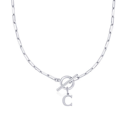 Paperclip Initiaal Ketting met Cirkel Slot