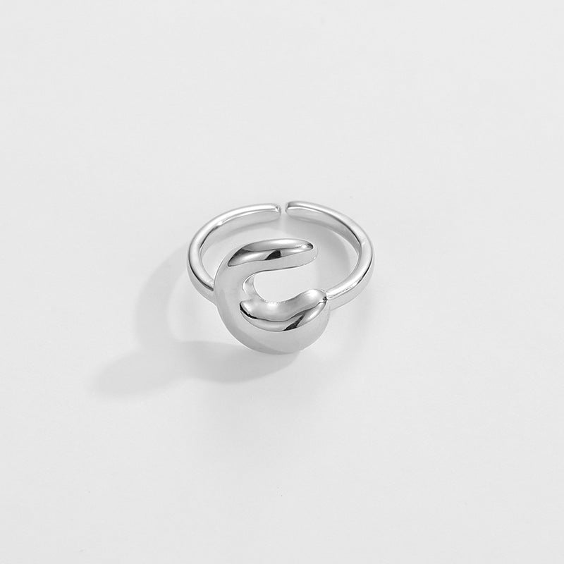 14k Schattige Bubble Letter Initiaal Ring