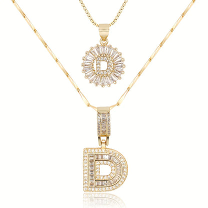 2-delige 14k Diamant Initiaal Kettingenset