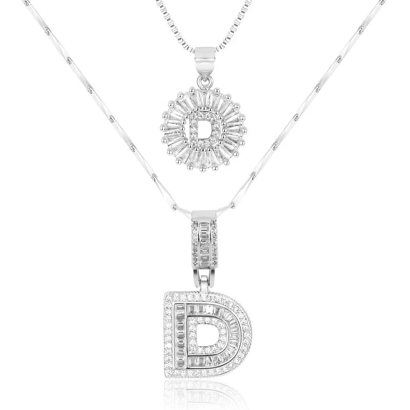 2-delige 14k Diamant Initiaal Kettingenset