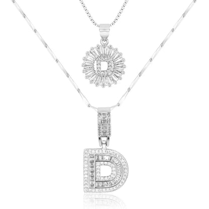 2-delige 14k Diamant Initiaal Kettingenset