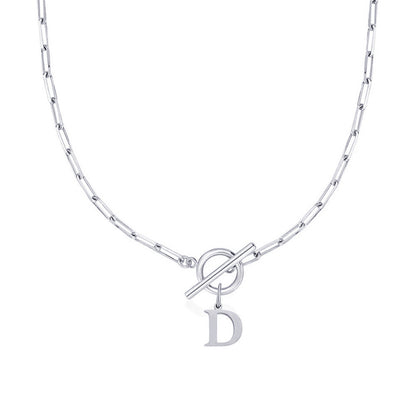 Paperclip Initiaal Ketting met Cirkel Slot