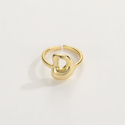 14k Schattige Bubble Letter Initiaal Ring