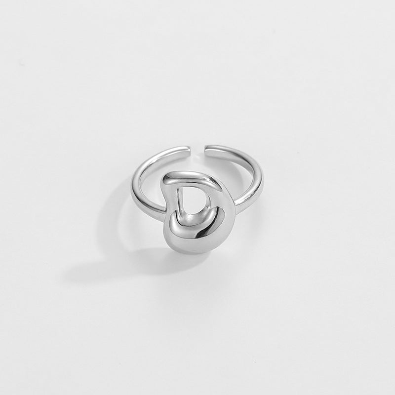 14k Schattige Bubble Letter Initiaal Ring