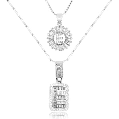 2-delige 14k Diamant Initiaal Kettingenset