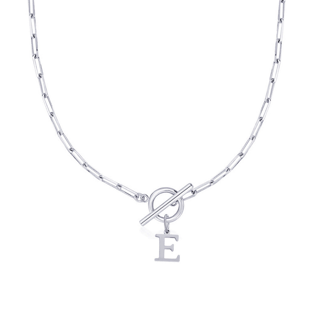 Paperclip Initiaal Ketting met Cirkel Slot
