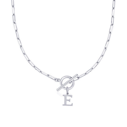 Paperclip Initiaal Ketting met Cirkel Slot