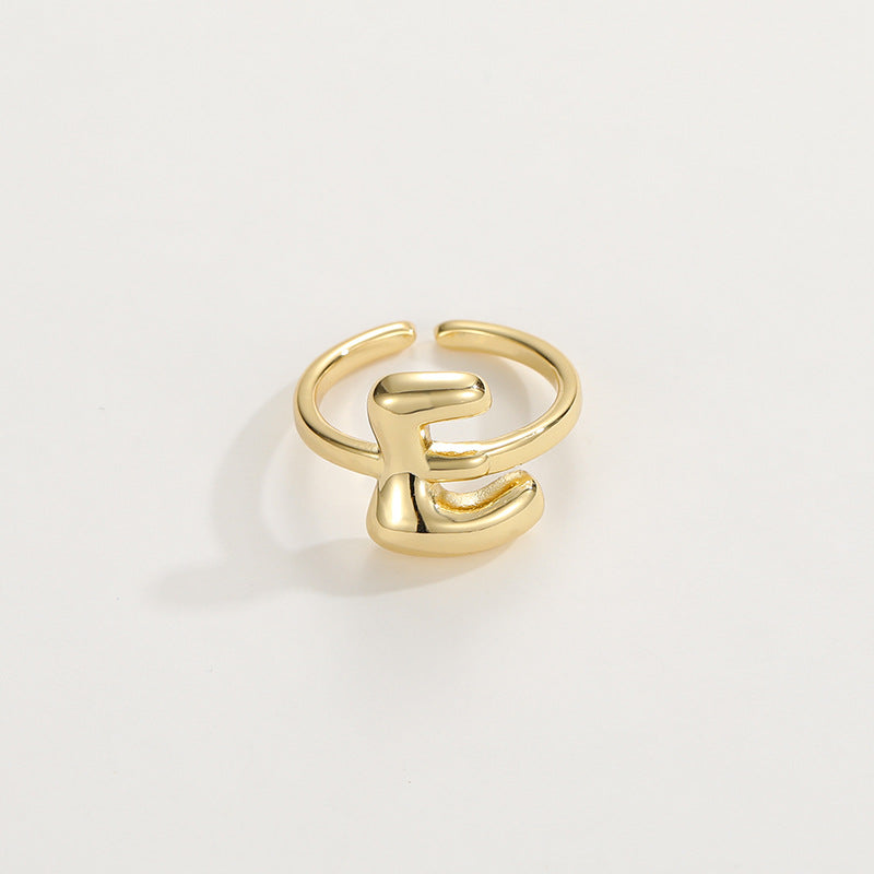 14k Schattige Bubble Letter Initiaal Ring
