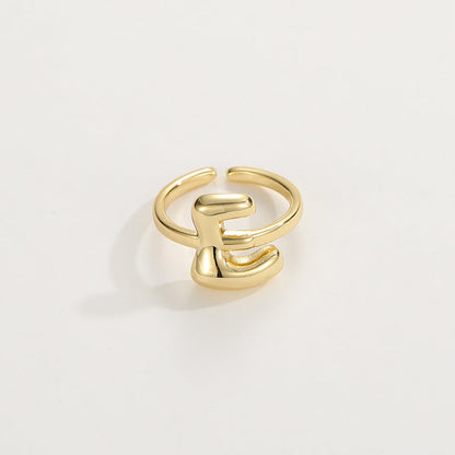 14k Schattige Bubble Letter Initiaal Ring