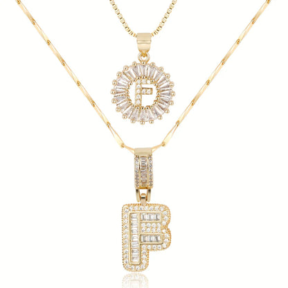 2-delige 14k Diamant Initiaal Kettingenset