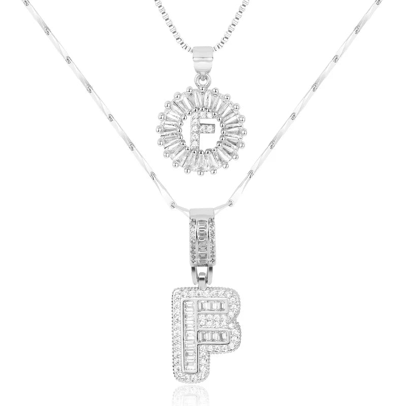 2-delige 14k Diamant Initiaal Kettingenset