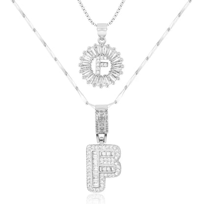 2-delige 14k Diamant Initiaal Kettingenset
